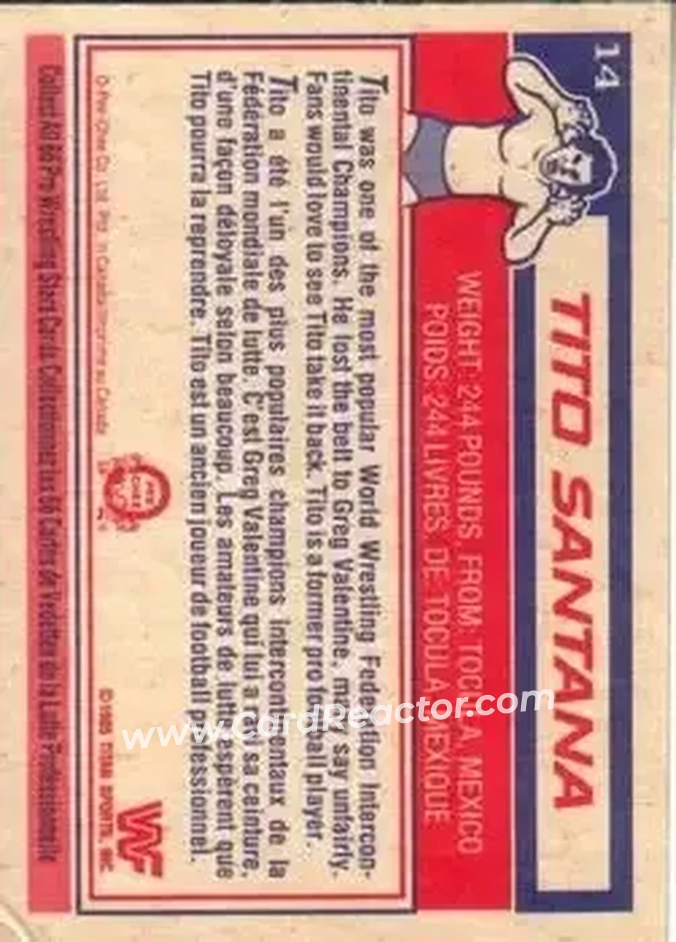 1985 O-Pee-Chee WWF Pro Wrestling Stars #14 - Tito Santana