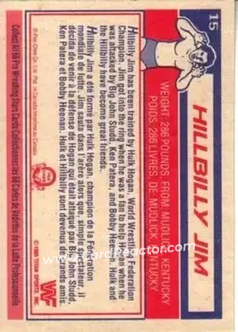 1985 O-Pee-Chee WWF Pro Wrestling Stars #15 - Hillbilly Jim