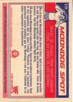 1985 O-Pee-Chee WWF Pro Wrestling Stars #19 - Moondog Spot - Back