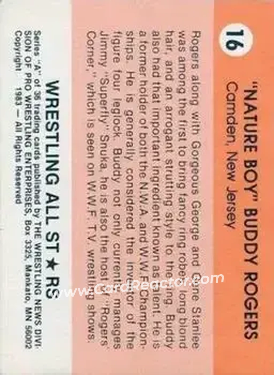 1983 Wrestling All Stars Series A #16 - Buddy Rogers