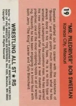 1983 Wrestling All Stars Series A #19 - Bob Sweetan - Back