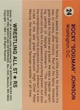 1983 Wrestling All Stars Series A #24 - Rocky Johnson - Back