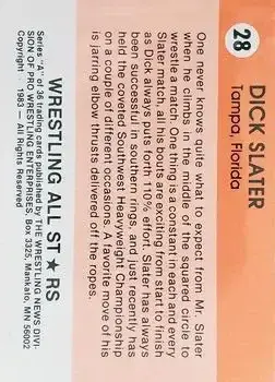 1983 Wrestling All Stars Series A #28 - Dick Slater - Back