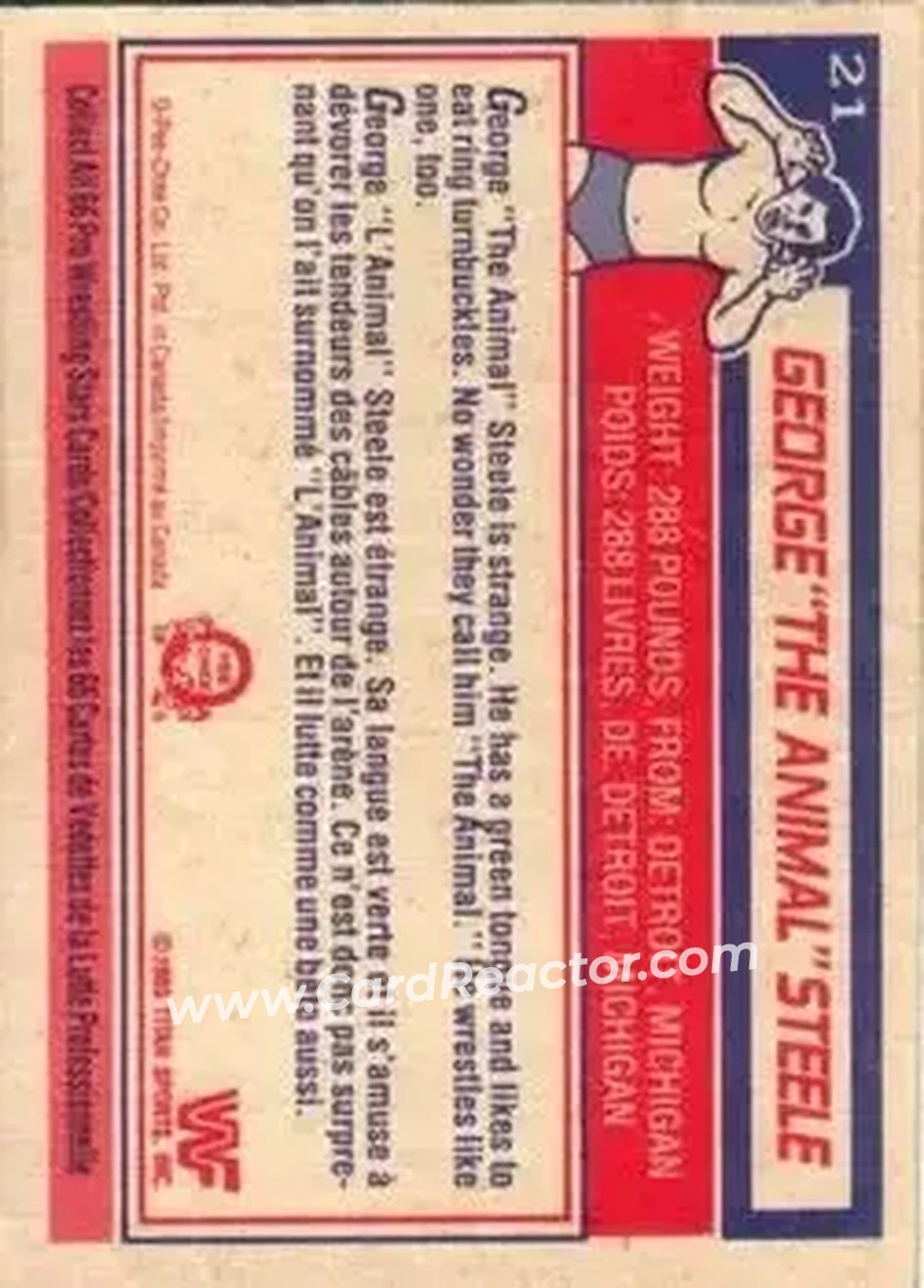 1985 O-Pee-Chee WWF Pro Wrestling Stars #21 - George "The Animal" Steele