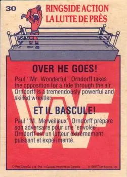 1985 O-Pee-Chee WWF Pro Wrestling Stars #30 - Card #30 - Back 1985 O-Pee-Chee WWF Pro Wrestling Stars #30 - Card #30 - Back