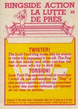 1985 O-Pee-Chee WWF Pro Wrestling Stars Series 2 #22 - Card #22 - Back