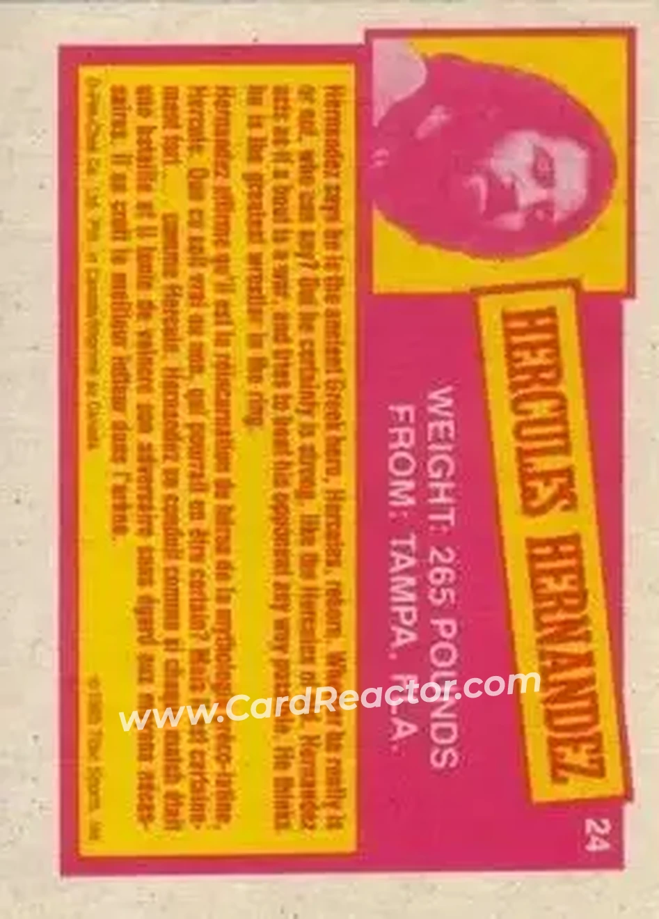1985 O-Pee-Chee WWF Pro Wrestling Stars Series 2 #24 - Hercules