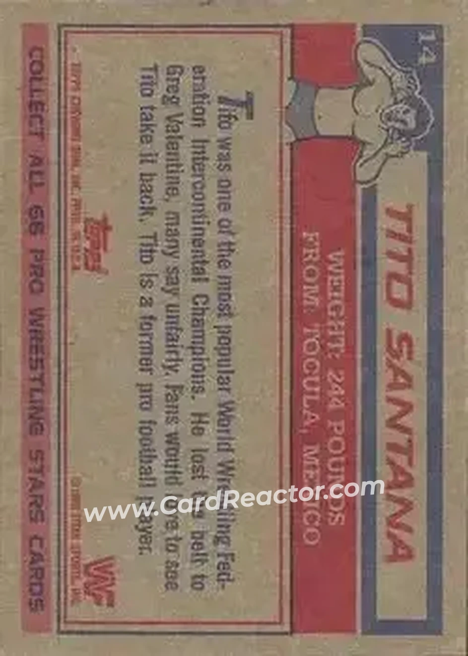 1985 Topps WWF Pro Wrestling Stars #14 - Tito Santana