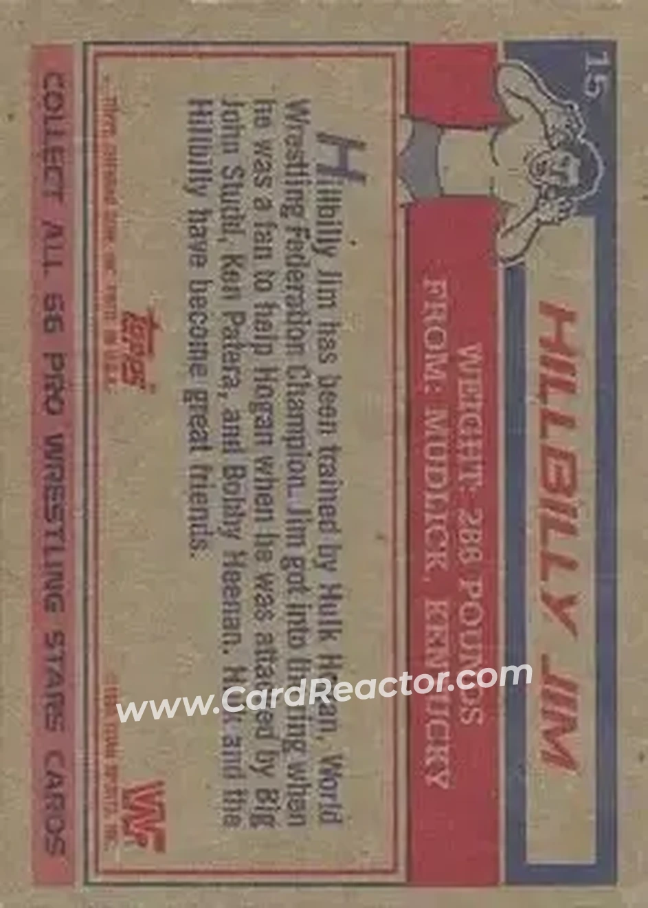1985 Topps WWF Pro Wrestling Stars #15 - Hillbilly Jim