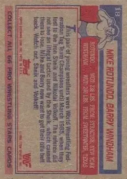 1985 Topps WWF Pro Wrestling Stars #18 - Card #18 - Back
