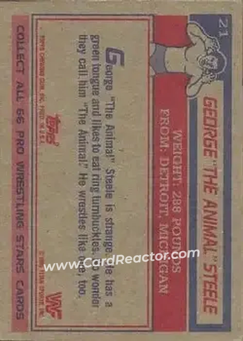 1985 Topps WWF Pro Wrestling Stars #21 - George "The Animal" Steele