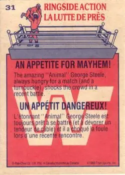 1985 O-Pee-Chee WWF Pro Wrestling Stars #31 - Card #31 - Back