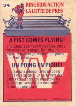 1985 O-Pee-Chee WWF Pro Wrestling Stars #34 - Card #34 - Back
