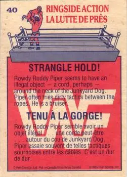 1985 O-Pee-Chee WWF Pro Wrestling Stars #40 - Card #40 - Back 1985 O-Pee-Chee WWF Pro Wrestling Stars #40 - Card #40 - Back