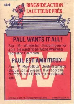 1985 O-Pee-Chee WWF Pro Wrestling Stars #44 - Card #44 1985 O-Pee-Chee WWF Pro Wrestling Stars #44 - Card #44