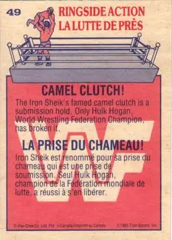 1985 O-Pee-Chee WWF Pro Wrestling Stars #49 - Card #49 - Back