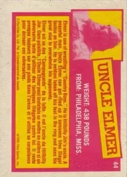 1985 O-Pee-Chee WWF Pro Wrestling Stars Series 2 #44 - Uncle Elmer - Back