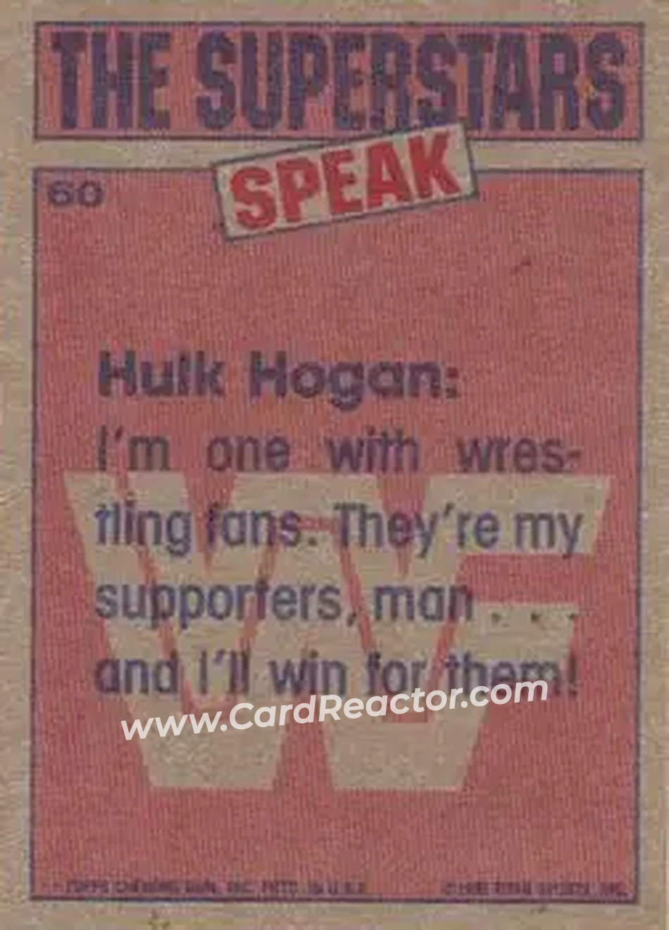 1985 Topps WWF Pro Wrestling Stars #60 - Hulk Hogan 1985 Topps WWF Pro Wrestling Stars #60 - Hulk Hogan