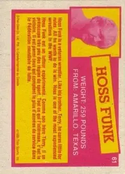 1985 O-Pee-Chee WWF Pro Wrestling Stars Series 2 #61 - Dory Funk Jr. - Back