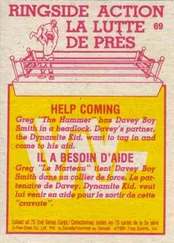 1985 O-Pee-Chee WWF Pro Wrestling Stars Series 2 #69 - Card #69 - Back