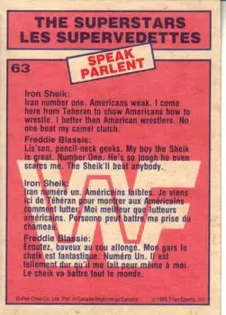 1985 O-Pee-Chee WWF Pro Wrestling Stars #63 - Card #63 - Back 1985 O-Pee-Chee WWF Pro Wrestling Stars #63 - Card #63 - Back