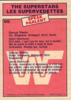 1985 O-Pee-Chee WWF Pro Wrestling Stars #65 - Card #65 - Back