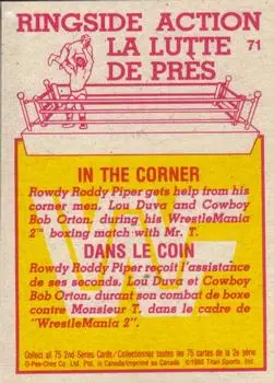 1985 O-Pee-Chee WWF Pro Wrestling Stars Series 2 #71 - Card #71 - Back