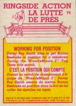 1985 O-Pee-Chee WWF Pro Wrestling Stars Series 2 #74 - Card #74 - Back