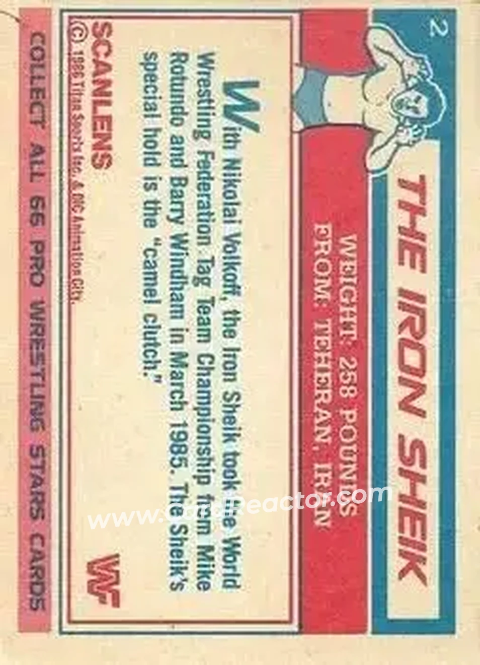 1986 Scanlens WWF Pro Wrestler #2 - The Iron Sheik