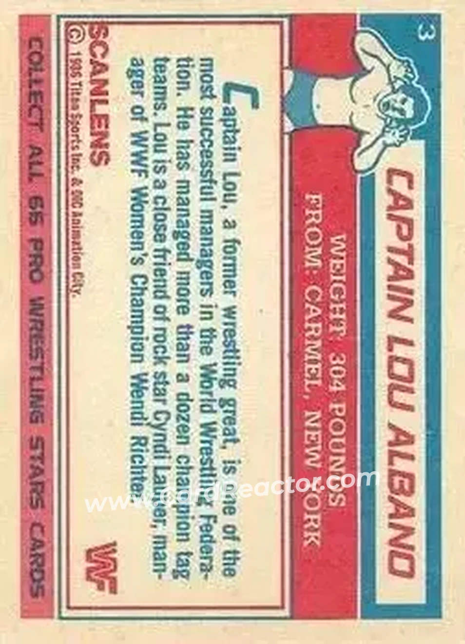 1986 Scanlens WWF Pro Wrestler #3 - Captain Lou Albano