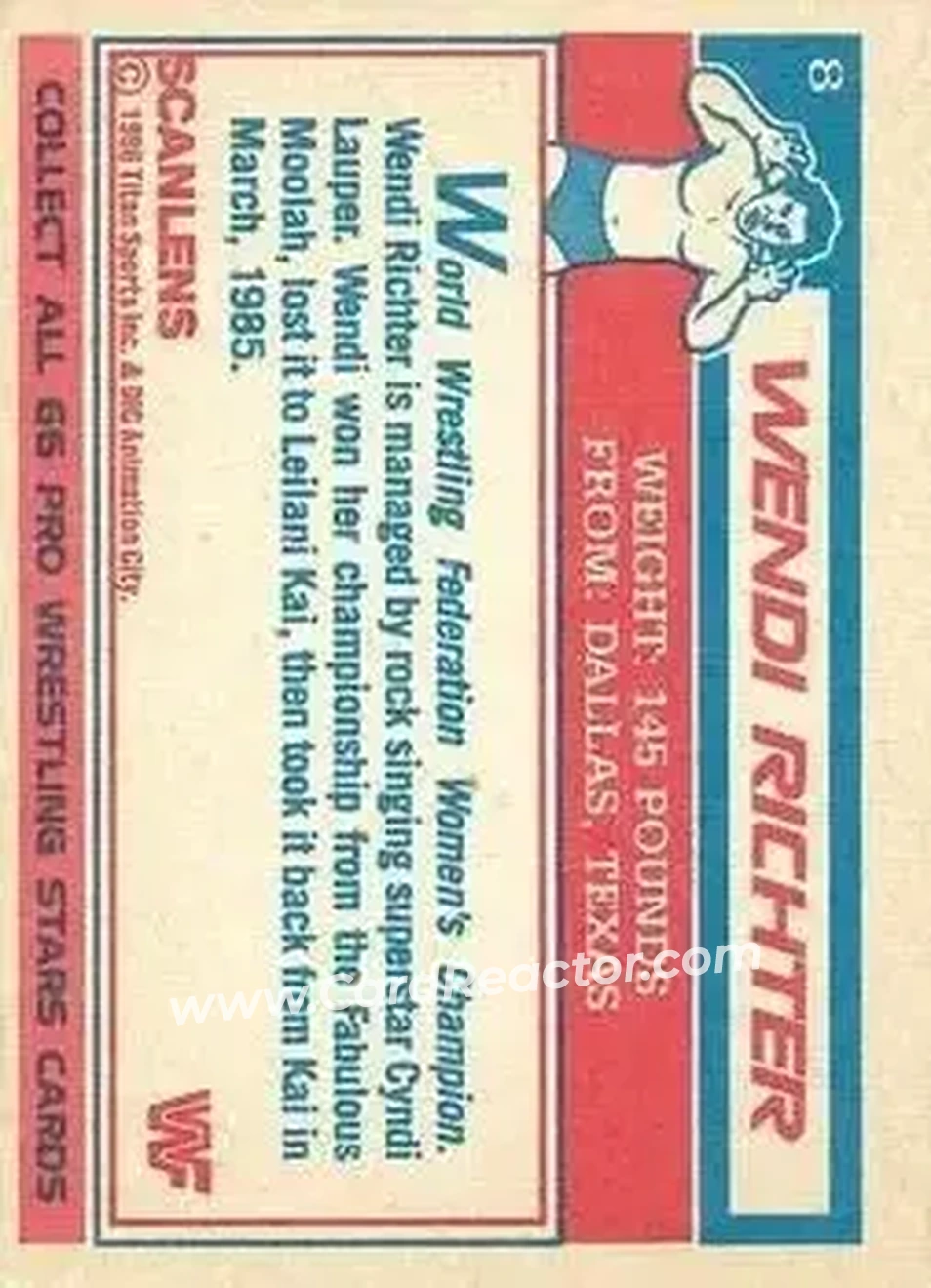 1986 Scanlens WWF Pro Wrestler #8 - Wendi Richter