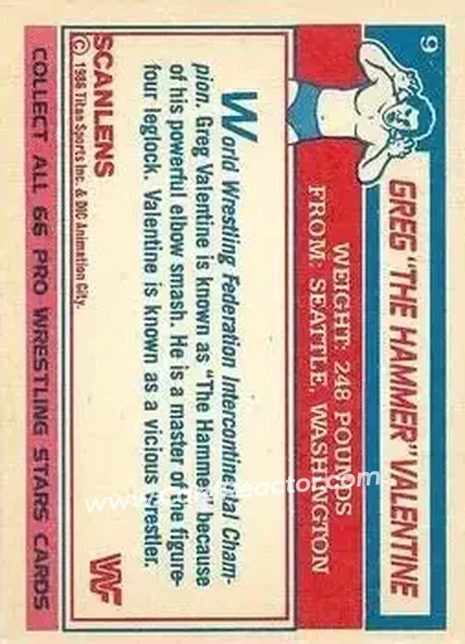1986 Scanlens WWF Pro Wrestler #9 - Greg "The Hammer" Valentine