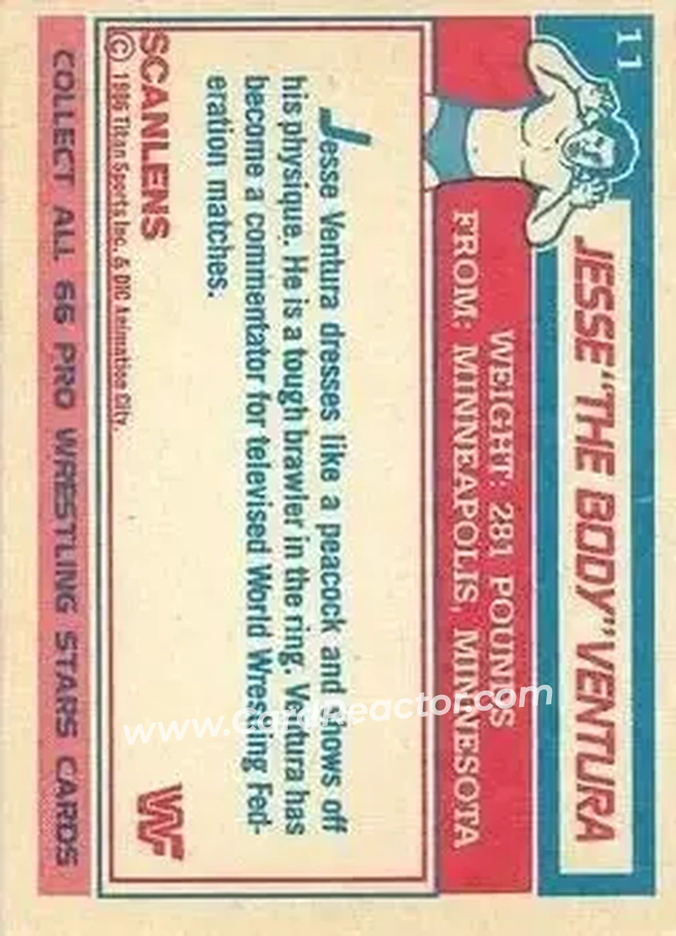 1986 Scanlens WWF Pro Wrestler #11 - Jesse "The Body" Ventura