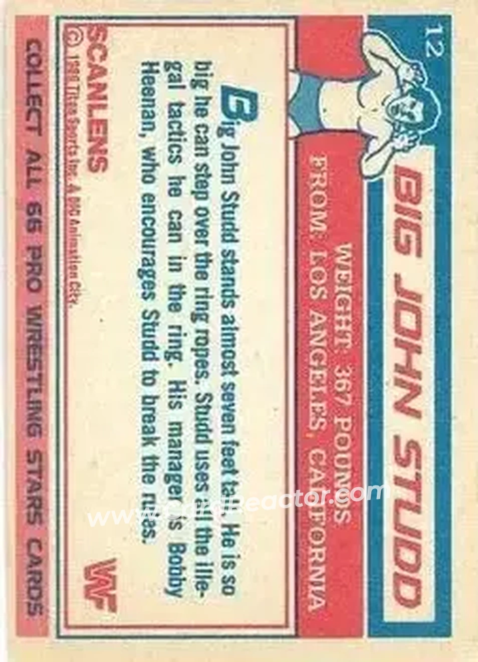 1986 Scanlens WWF Pro Wrestler #12 - Big John Studd