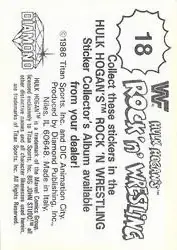 1986 Hulk Hogan's Rock 'n' Wrestling Stickers #18 - Card #18 - Back