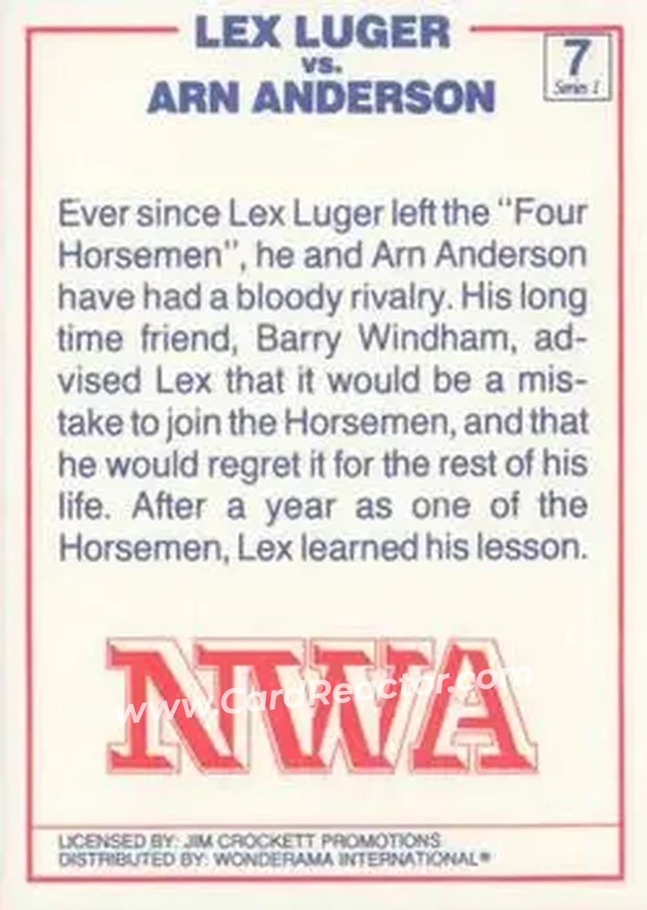 1988 Wonderama NWA #7 - Card #7
