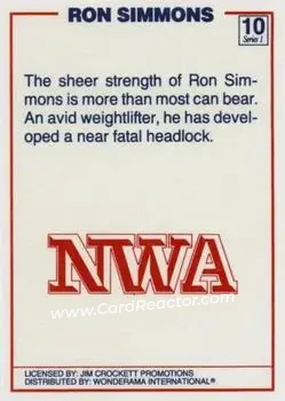 1988 Wonderama NWA #10 - Ron Simmons
