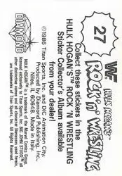 1986 Hulk Hogan's Rock 'n' Wrestling Stickers #27 - Card #27 - Back