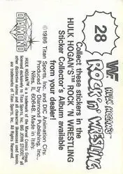 1986 Hulk Hogan's Rock 'n' Wrestling Stickers #28 - Card #28 - Back