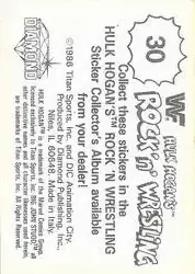 1986 Hulk Hogan's Rock 'n' Wrestling Stickers #30 - Card #30 - Back