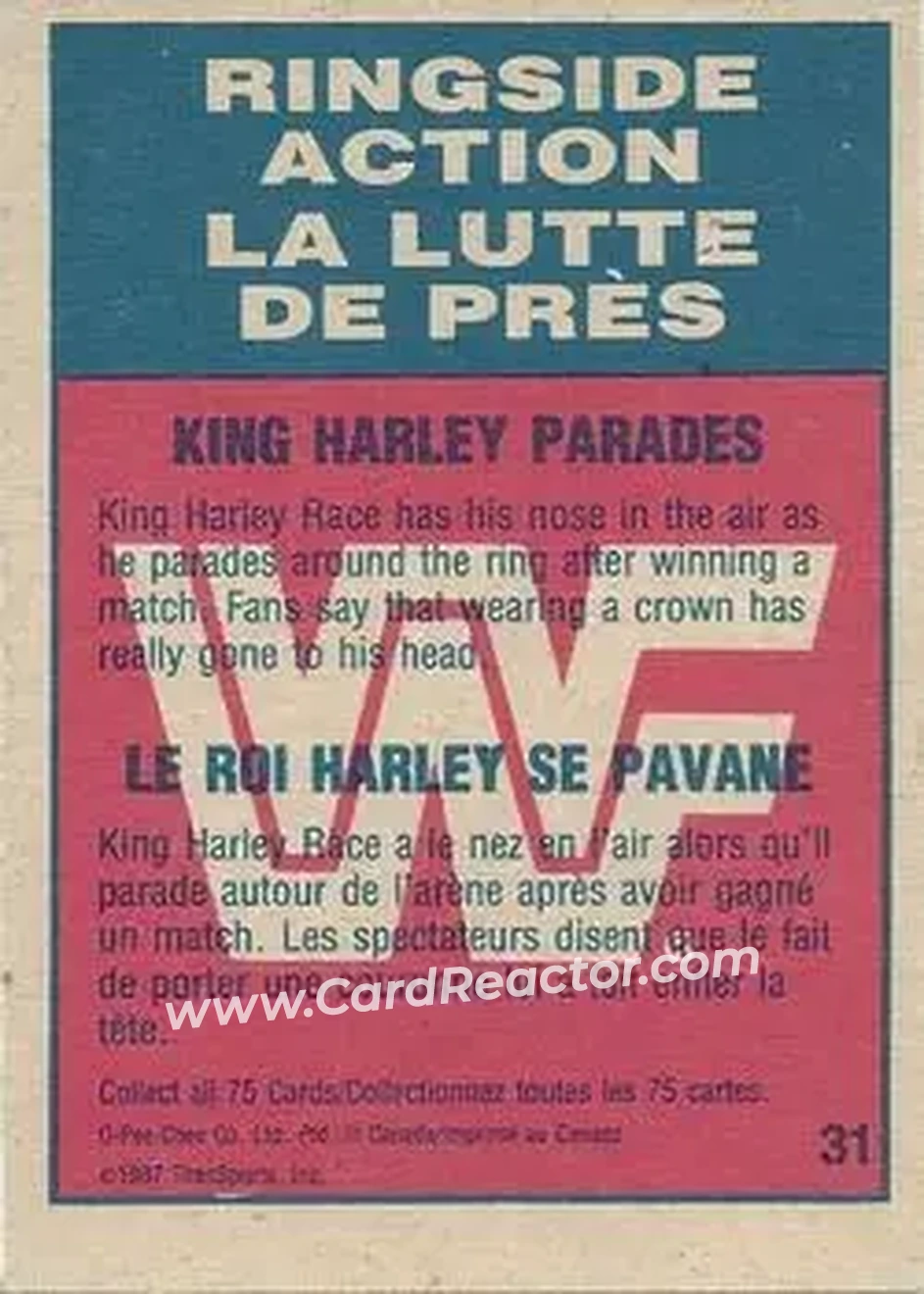 1987 O-Pee-Chee WWF #31 - Card #31