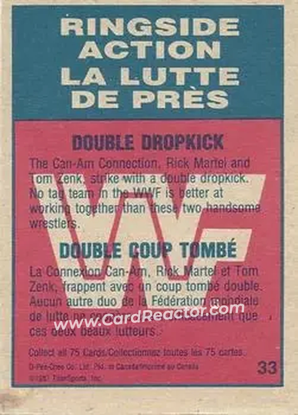 1987 O-Pee-Chee WWF #33 - Card #33 1987 O-Pee-Chee WWF #33 - Card #33