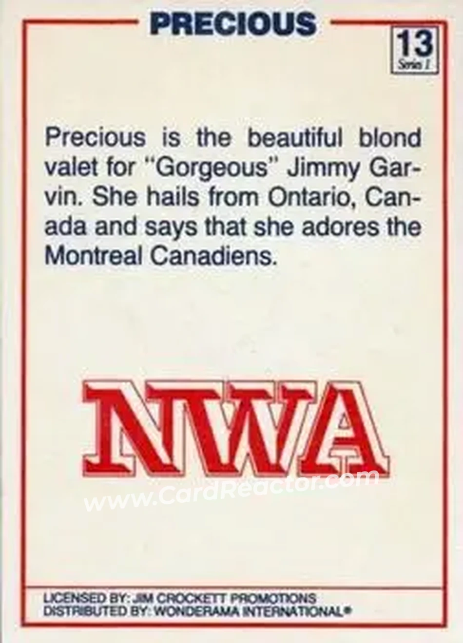 1988 Wonderama NWA #13 - Precious