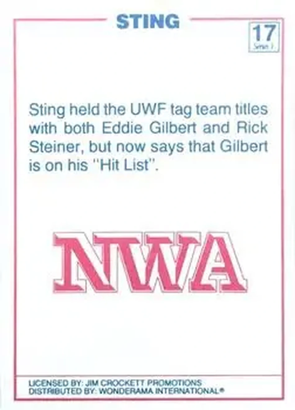 1988 Wonderama NWA #17 - Sting
