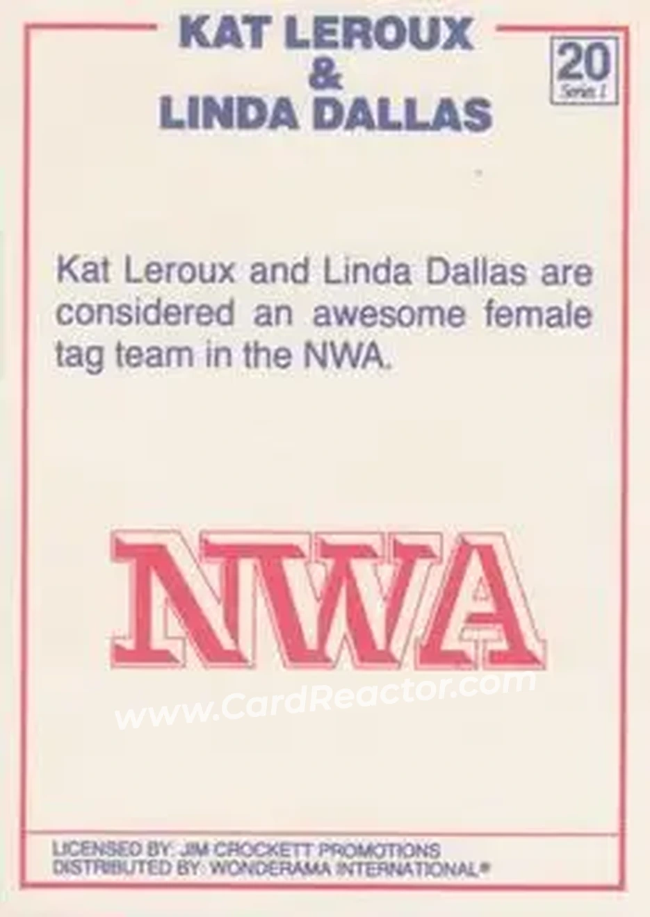 1988 Wonderama NWA #20 - Card #20