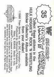 1986 Hulk Hogan's Rock 'n' Wrestling Stickers #35 - Card #35 - Back