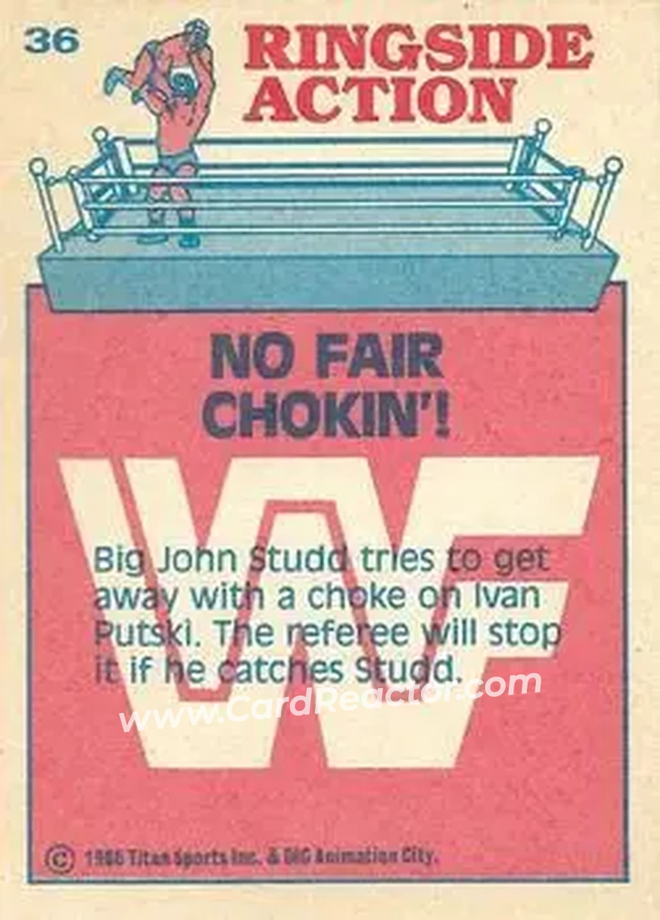 1986 Scanlens WWF Pro Wrestler #36 - Card #36