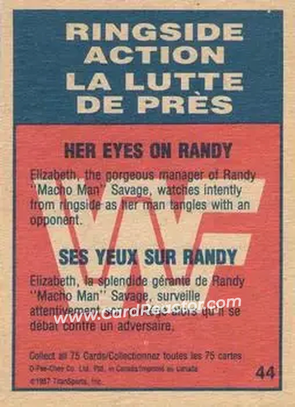 1987 O-Pee-Chee WWF #44 - Card #44 1987 O-Pee-Chee WWF #44 - Card #44