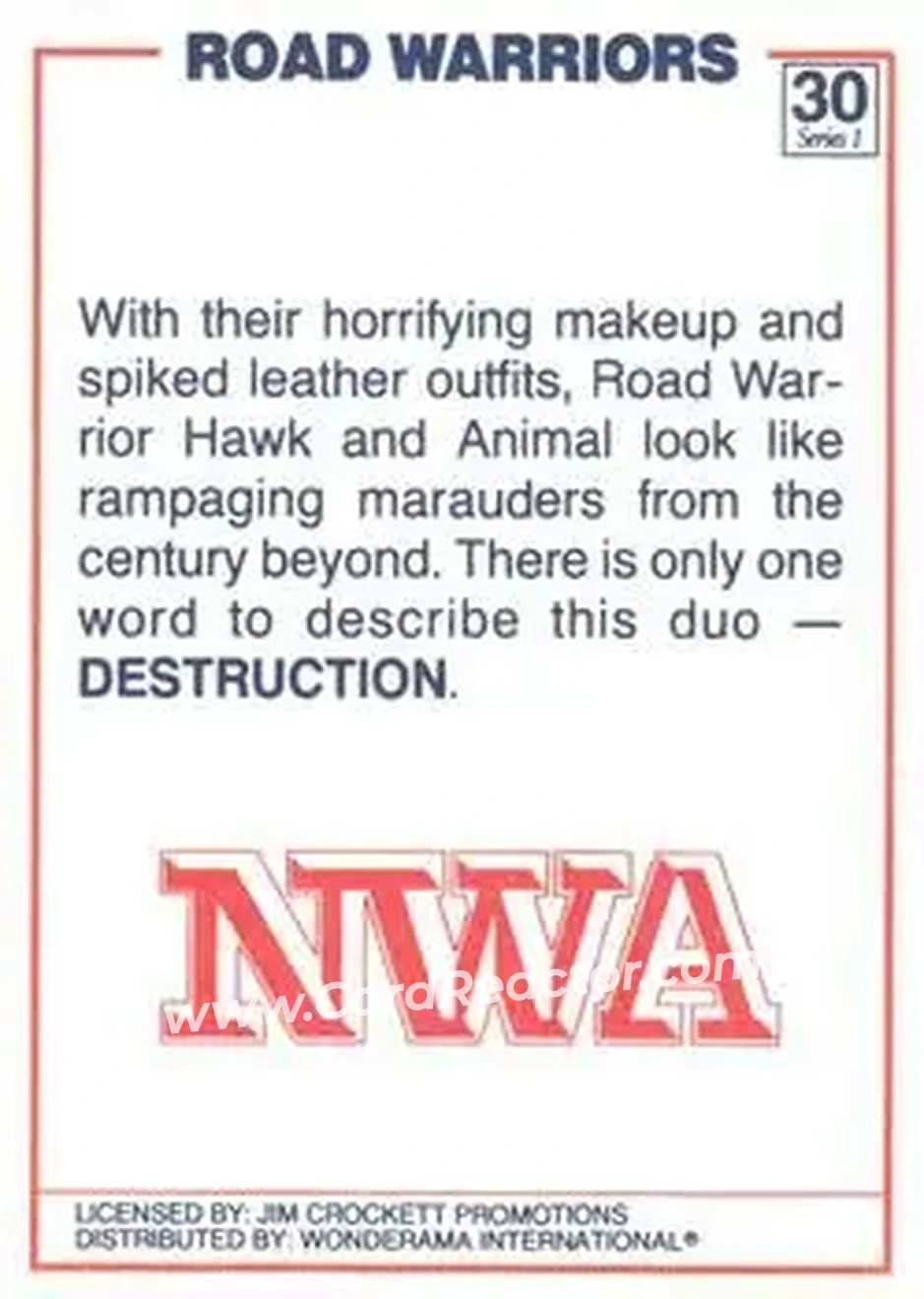 1988 Wonderama NWA #30 - Card #30
