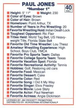 1988 Wonderama NWA #40 - Paul Jones - Back